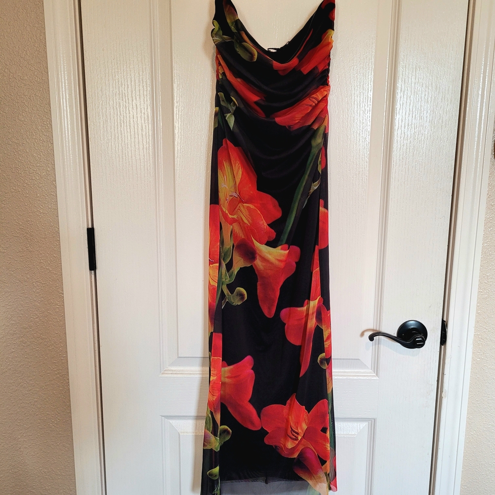 Zara Black Dress with Red Accent